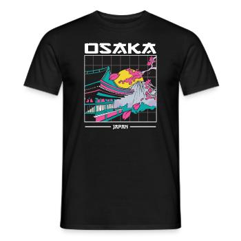 Osaka Japan 80s Aesthetic Art - Men's T-Shirt - black - Front - AI Model Male 178 light (178cm)