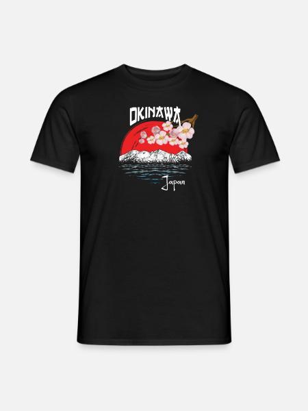 Okinawa Japan Cherry Blossom Art - Men's T-Shirt - black