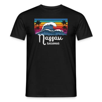 The Bahamas Nassau City Vintage Wave Art - Men's T-Shirt - black - Front - AI Model Male 178 light (178cm)