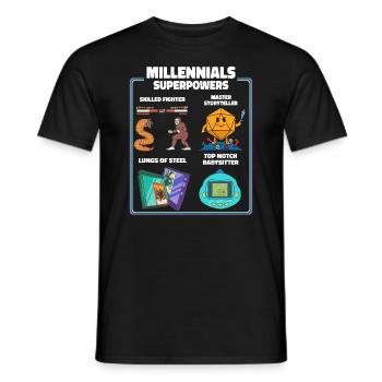 Drôle Millennial Nerdy Old Skool Hobbies Cartoon - T-shirt homme - noir - Devant - AI Model Male 178 light (178cm)