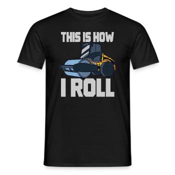Steamroller Vehicle Construction Labourer Site - Men's T-Shirt - black - Front - AI Model Male 178 light (178cm)