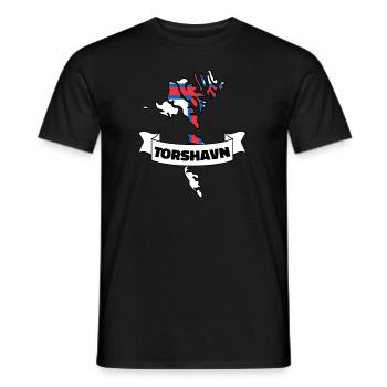 Torshavn îles Féroé Carte Drapeau - T-shirt homme - noir - Devant - AI Model Male 178 light (178cm)