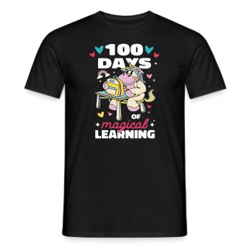 Niedliche 100 Tage Schule Magisches Lernen Einhorn - Männer T-Shirt - Schwarz - Vorne - AI Model Male 178 light (178cm)