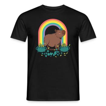 Capybara St Patrick Day Arc-en-ciel - T-shirt homme - noir - Devant - AI Model Male 178 light (178cm)