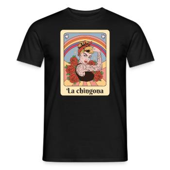 La Chingona Latina Girl Retro Bingo Regalo - Men's T-Shirt - black - Front - AI Model Male 178 light (178cm)