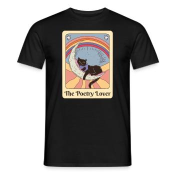 Poesie-Liebhaber Katze liest Gedicht Retro Tarot - Männer T-Shirt - Schwarz - Vorne - AI Model Male 178 light (178cm)