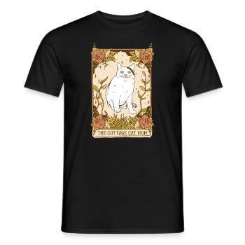Floral Cottagecore Esthétique Kawaii Chat - T-shirt homme - noir - Devant - AI Model Male 178 light (178cm)