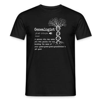 Genealogist Definition Family Researcher History - Men's T-Shirt - black - Front - AI Model Male 178 light (178cm)