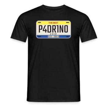 Mexican Godfather Car Plate Best Padrino De Boda - Men's T-Shirt - black - Front - AI Model Male 178 light (178cm)