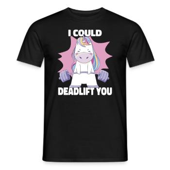 I Could Deadlift You Cute Unicorn Powerlifting - Men's T-Shirt - black - Front - AI Model Male 178 light (178cm)