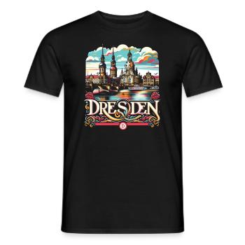 Souvenir de la ville de Dresde, Allemagne - T-shirt homme - noir - Devant - AI Model Male 178 light (178cm)