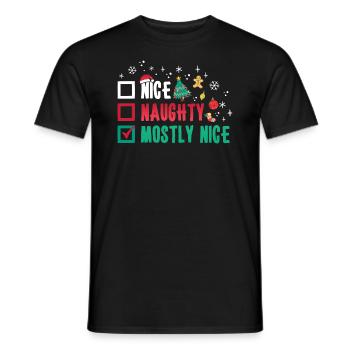 Noël Humour Drôle Gentil Coquin Surtout gentil - T-shirt homme - noir - Devant - AI Model Male 178 light (178cm)