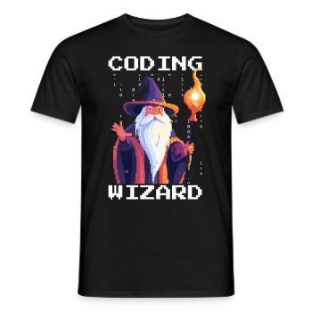 CODING WIZARD Coder Programmer Developer Humor - Men's T-Shirt - black - Front - AI Model Male 178 light (178cm)