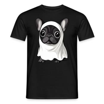 Buldog Français Chien Halloween Fantôme - T-shirt homme - noir - Devant - AI Model Male 178 light (178cm)