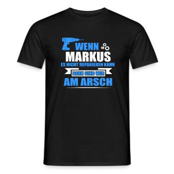 MARKUS -Geschenk - Männer T-Shirt - Schwarz - Vorne - AI Model Male 178 light (178cm)