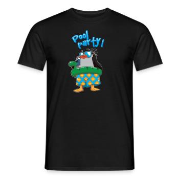 pool party penguin dino swimming time - Men's T-Shirt - black - Front - AI Model Male 178 light (178cm)