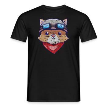 Flieger Katze Brille Lustig - Männer T-Shirt - Schwarz - Vorne - AI Model Male 178 light (178cm)