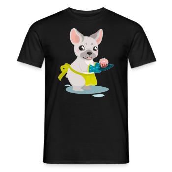 Cute Bulldog Cake Puppy Puppy Pug Gift - Men's T-Shirt - black - Front - AI Model Male 178 light (178cm)