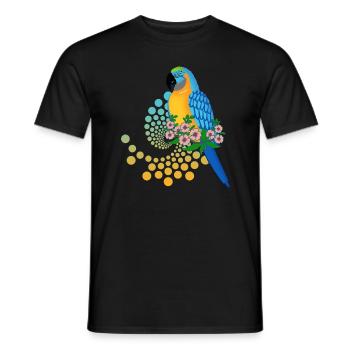Perroquet avec des fleurs - T-shirt homme - noir - Devant - AI Model Male 178 light (178cm)