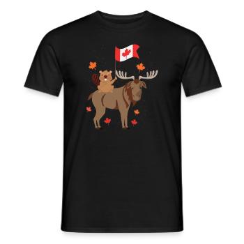 Fête du Canada avec cadeau du castor et de l'orignal - T-shirt homme - noir - Devant - AI Model Male 178 light (178cm)