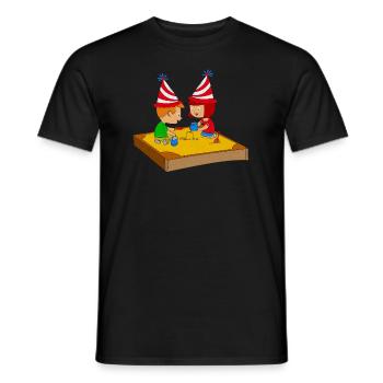 Lustiges Geburtstagskind im Sandkasten das spielt - Männer T-Shirt - Schwarz - Vorne - AI Model Male 178 light (178cm)