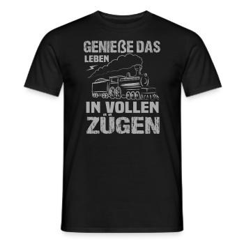 Genieße Das Leben in vollen Zügen Eisenbahn Spruch - Männer T-Shirt - Schwarz - Vorne - AI Model Male 178 light (178cm)