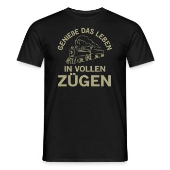 Genieße Das Leben in vollen Zügen Eisenbahn Spruch - Männer T-Shirt - Schwarz - Vorne - AI Model Male 178 light (178cm)