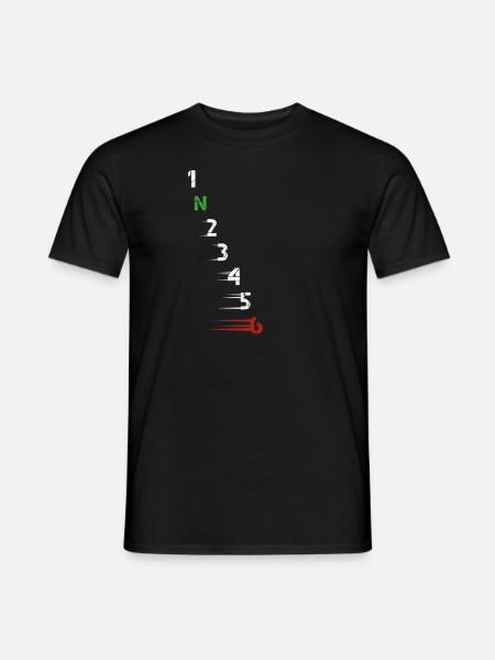 1n23456 Motorrad Gangschaltung Motorradfahrer - Männer T-Shirt - Schwarz
