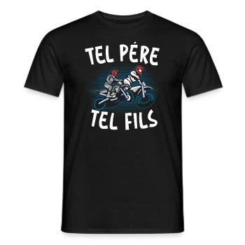 Tel Père Tel Fils Moto Motocycliste - T-shirt homme - noir - Devant - AI Model Male 178 light (178cm)
