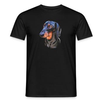 Wiener dachshund sausage dog - Men's T-Shirt - black - Front - AI Model Male 178 light (178cm)