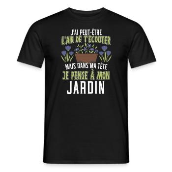 Dans Ma Tête Je Pense À Mon Jardin - T-shirt homme - noir - Devant - AI Model Male 178 light (178cm)