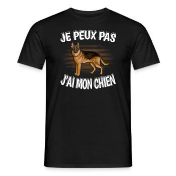 Je Peux Pas J'Ai Mon Chien - T-shirt homme - noir - Devant - AI Model Male 178 light (178cm)