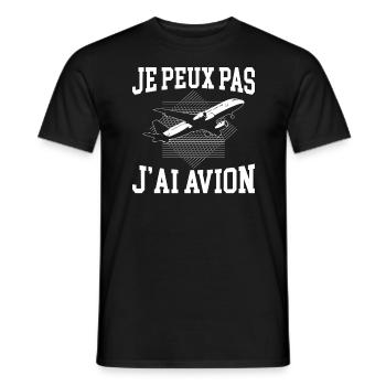 Je Peux Pas J'Ai Avion - T-shirt homme - noir - Devant - AI Model Male 178 light (178cm)