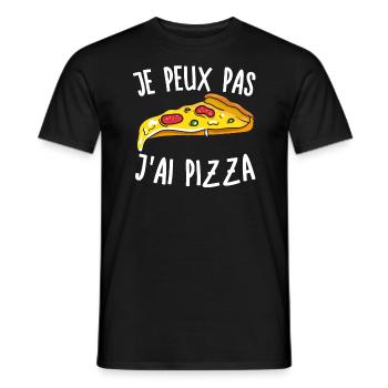 Je Peux Pas J'Ai Pizza - T-shirt homme - noir - Devant - AI Model Male 178 light (178cm)