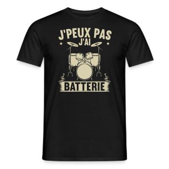 Je Peux Pas J'Ai Batterie - T-shirt homme - noir - Devant - AI Model Male 178 light (178cm)