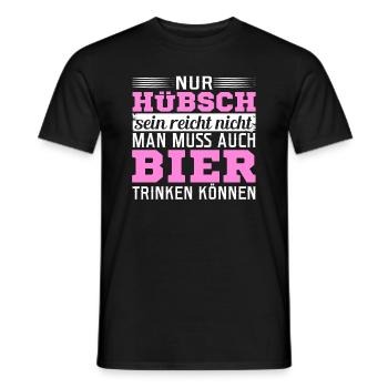 Nur Hübsch sein reicht nicht man muss auch Bier - Männer T-Shirt - Schwarz - Vorne - AI Model Male 178 light (178cm)