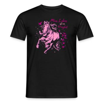 Mein Leben ist ein Ponyhof Pferde Motiv Mädchen - Männer T-Shirt - Schwarz - Vorne - AI Model Male 178 light (178cm)
