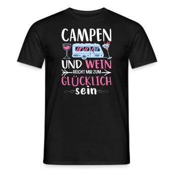 Camping Spruch Damen Wein Weinliebe Natur Zelten - Männer T-Shirt - Schwarz - Vorne - AI Model Male 178 light (178cm)