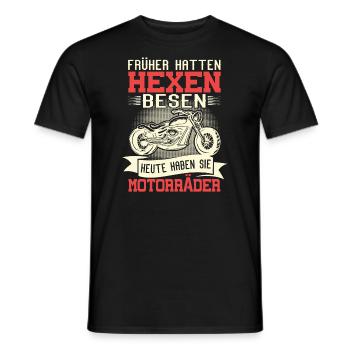 Bikerin Geschenk Früher Hatten Hexen Besen Bike - Männer T-Shirt - Schwarz - Vorne - AI Model Male 178 light (178cm)