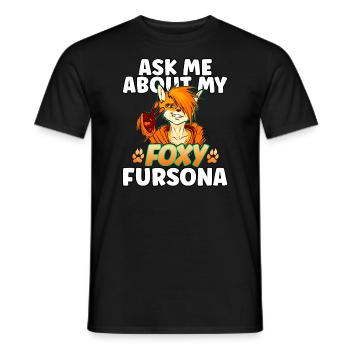 Fuchs-Furry Ask me about my fersona lustiges furry - Männer T-Shirt - Schwarz - Vorne - AI Model Male 178 light (178cm)