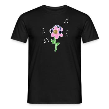 cartoon blume kopfhörer musik symbol - Männer T-Shirt - Schwarz - Vorne - AI Model Male 178 light (178cm)