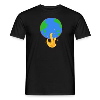 earth burns climate protection fire - Men's T-Shirt - black - Front - AI Model Male 178 light (178cm)