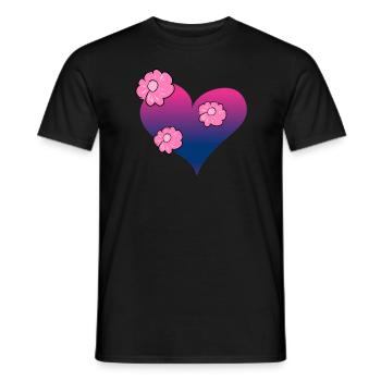 fleurs coeur symbole amour rose - T-shirt homme - noir - Devant - AI Model Male 178 light (178cm)