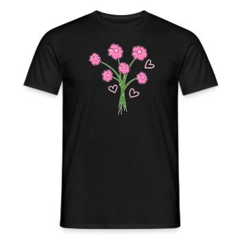 cœurs de fleurs de plantes à bouquet rose - T-shirt homme - noir - Devant - AI Model Male 178 light (178cm)