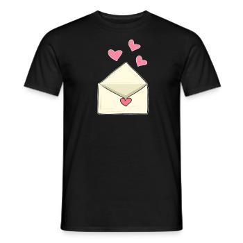 brief herzen rosa liebe offen - Männer T-Shirt - Schwarz - Vorne - AI Model Male 178 light (178cm)