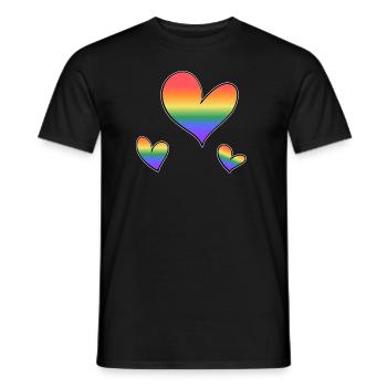 three colorful hearts lgbt rainbow love - Men's T-Shirt - black - Front - AI Model Male 178 light (178cm)