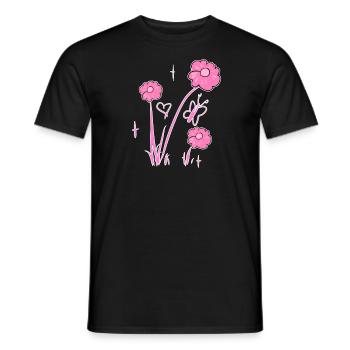 blumen rosa schmetterling natur herz - Männer T-Shirt - Schwarz - Vorne - AI Model Male 178 light (178cm)