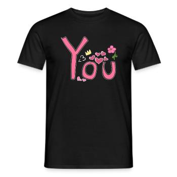 du liebe herz pink symbole herzen - Männer T-Shirt - Schwarz - Vorne - AI Model Male 178 light (178cm)