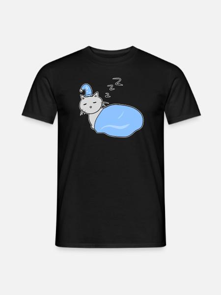 cat tired sleep night animal - Men's T-Shirt - black