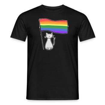 gray cat lgbt flag symbol love - Men's T-Shirt - black - Front - AI Model Male 178 light (178cm)